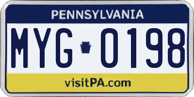 PA license plate MYG0198