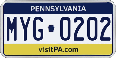 PA license plate MYG0202