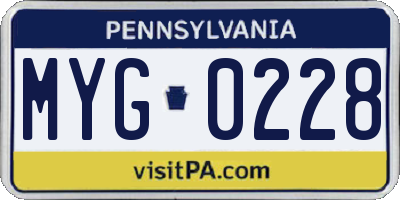PA license plate MYG0228