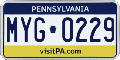 PA license plate MYG0229