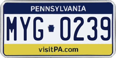 PA license plate MYG0239