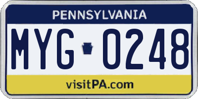PA license plate MYG0248