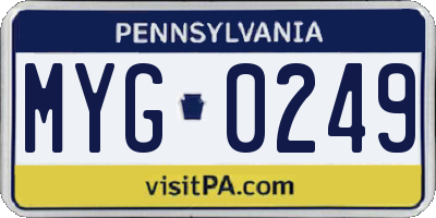 PA license plate MYG0249