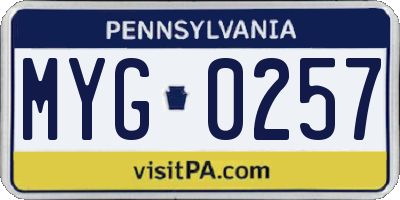 PA license plate MYG0257