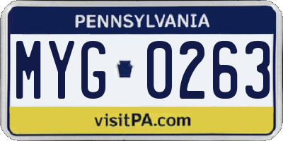 PA license plate MYG0263
