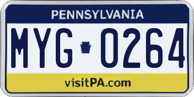PA license plate MYG0264