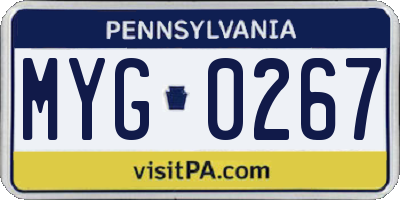 PA license plate MYG0267