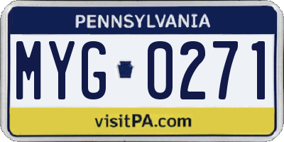 PA license plate MYG0271