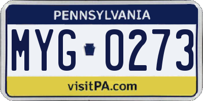 PA license plate MYG0273