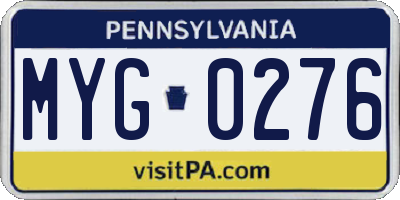 PA license plate MYG0276
