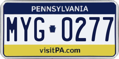 PA license plate MYG0277
