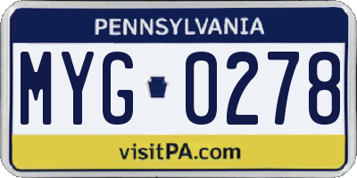 PA license plate MYG0278