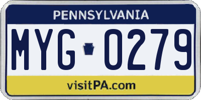 PA license plate MYG0279