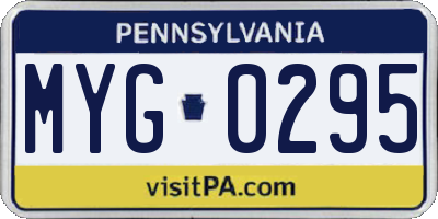 PA license plate MYG0295