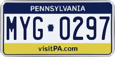 PA license plate MYG0297