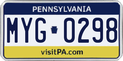 PA license plate MYG0298