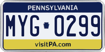 PA license plate MYG0299