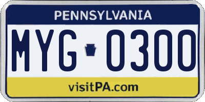 PA license plate MYG0300