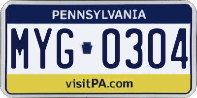 PA license plate MYG0304
