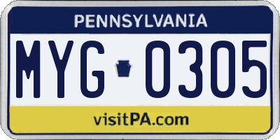 PA license plate MYG0305