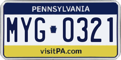 PA license plate MYG0321