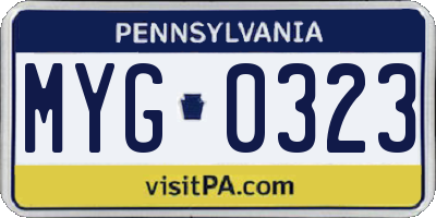 PA license plate MYG0323