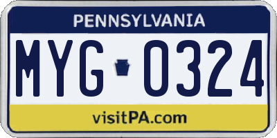 PA license plate MYG0324