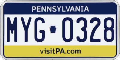 PA license plate MYG0328
