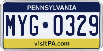 PA license plate MYG0329