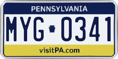 PA license plate MYG0341