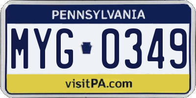 PA license plate MYG0349