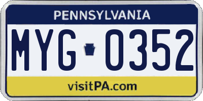 PA license plate MYG0352