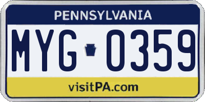 PA license plate MYG0359