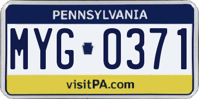 PA license plate MYG0371