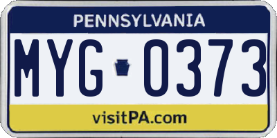 PA license plate MYG0373
