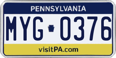 PA license plate MYG0376