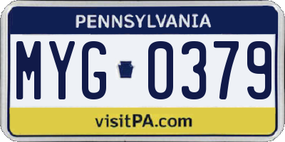PA license plate MYG0379