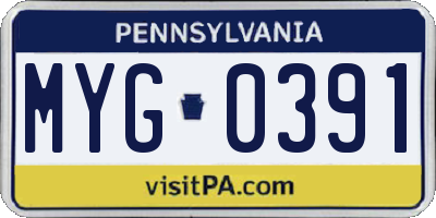 PA license plate MYG0391