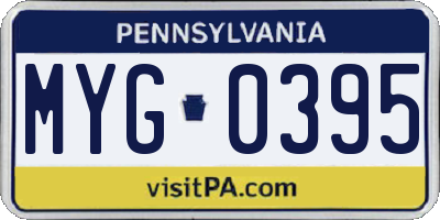 PA license plate MYG0395