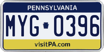 PA license plate MYG0396