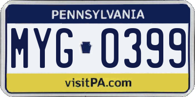 PA license plate MYG0399