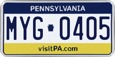 PA license plate MYG0405