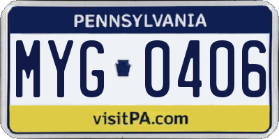 PA license plate MYG0406