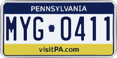 PA license plate MYG0411