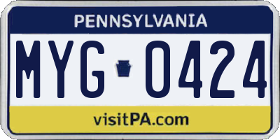PA license plate MYG0424