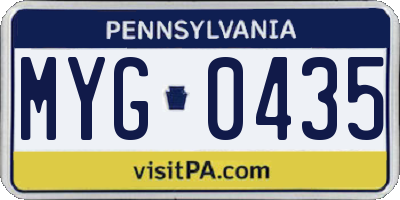 PA license plate MYG0435