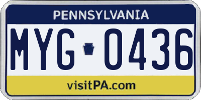 PA license plate MYG0436