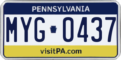 PA license plate MYG0437