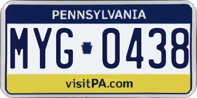 PA license plate MYG0438