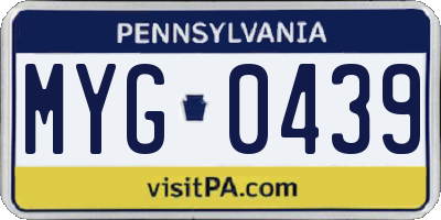PA license plate MYG0439